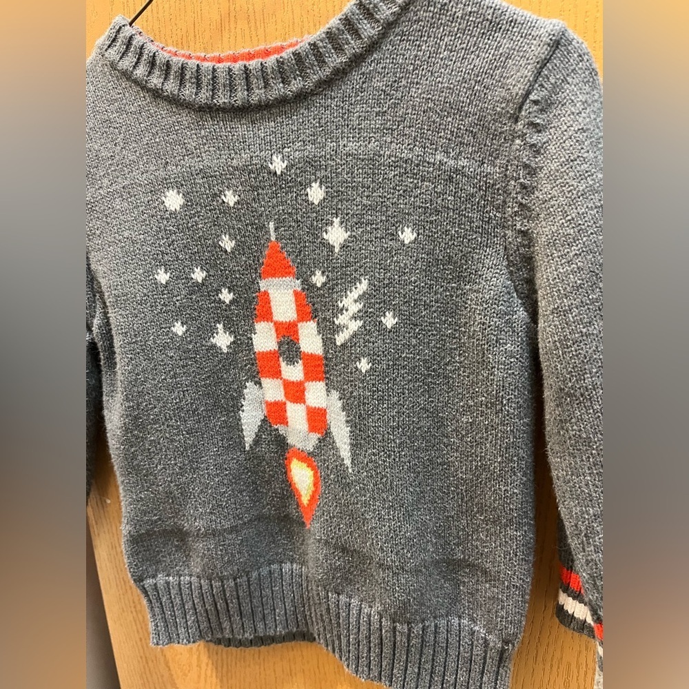 Cat & Jack Rocketship Sweater Heather Gray - Picture 6 of 11